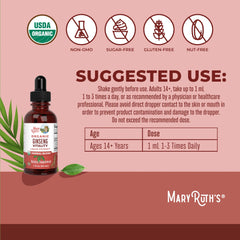 Organic Ginseng Vitality Herbal Blend Liquid Drops